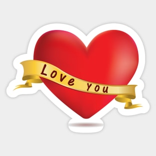 Red heart with ribbon Sticker